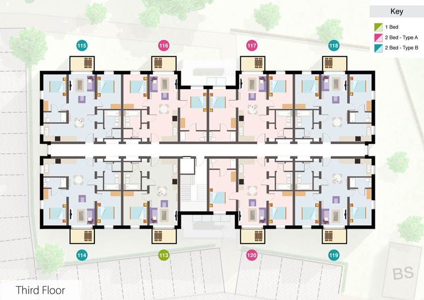 BoKlok Floor plans, block 4, third floor.