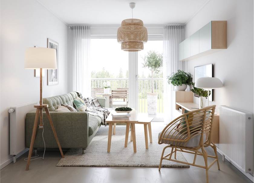 Internal CGI of a BoKlok apartment