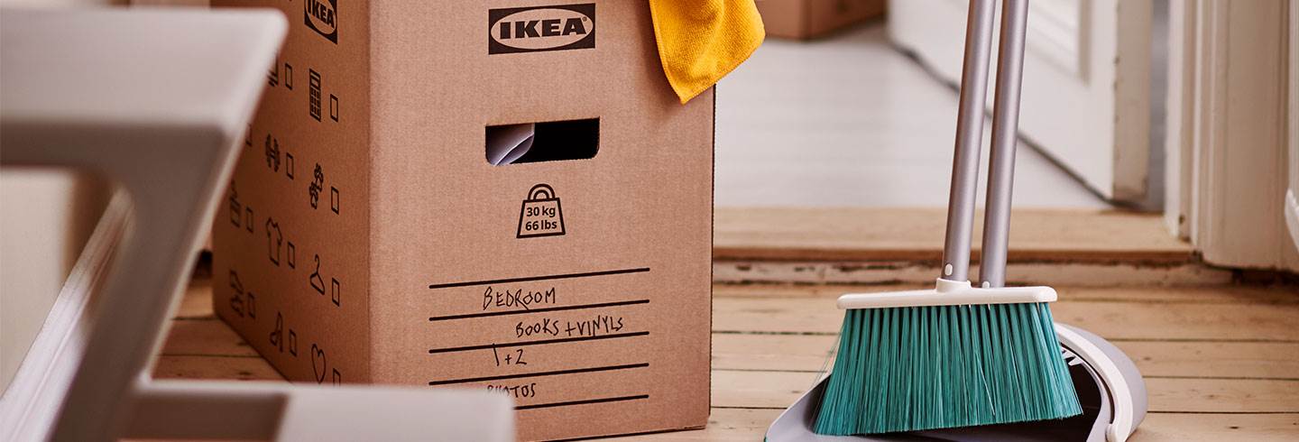 Stack of IKEA cardbaord boxes