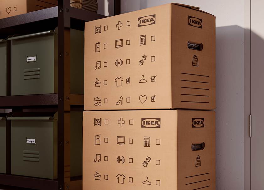Stack of IKEA cardboard boxes