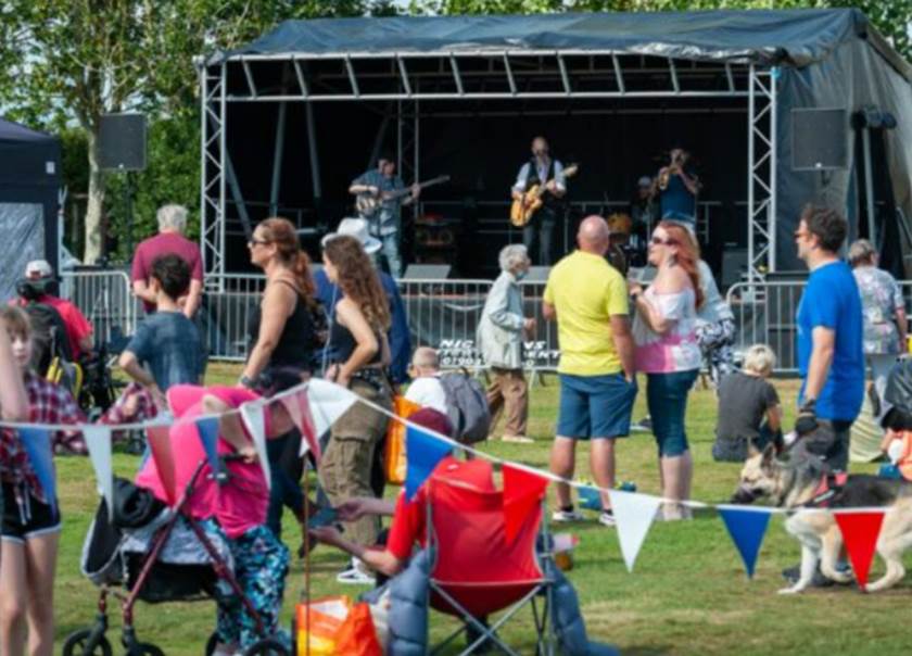 People watching music on a stage