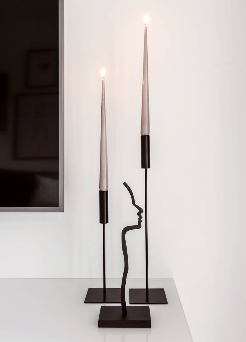 Black candle stick holder