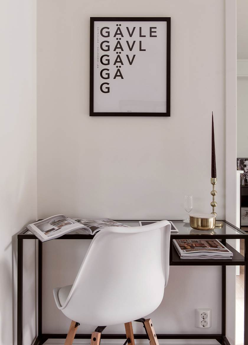Black framed desk with white chair Black framed desk with white chair