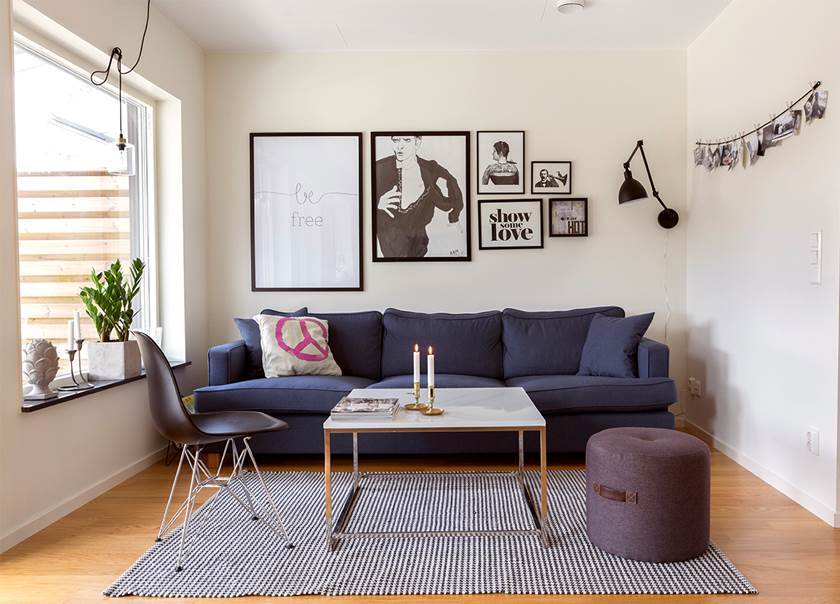 Sofa in living room at the home of Hellström-Kjellström family.