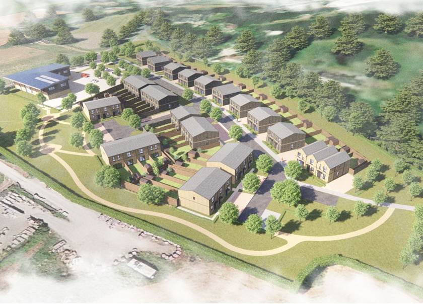 Birds eye view CGI of proposed new homes in Congresbury