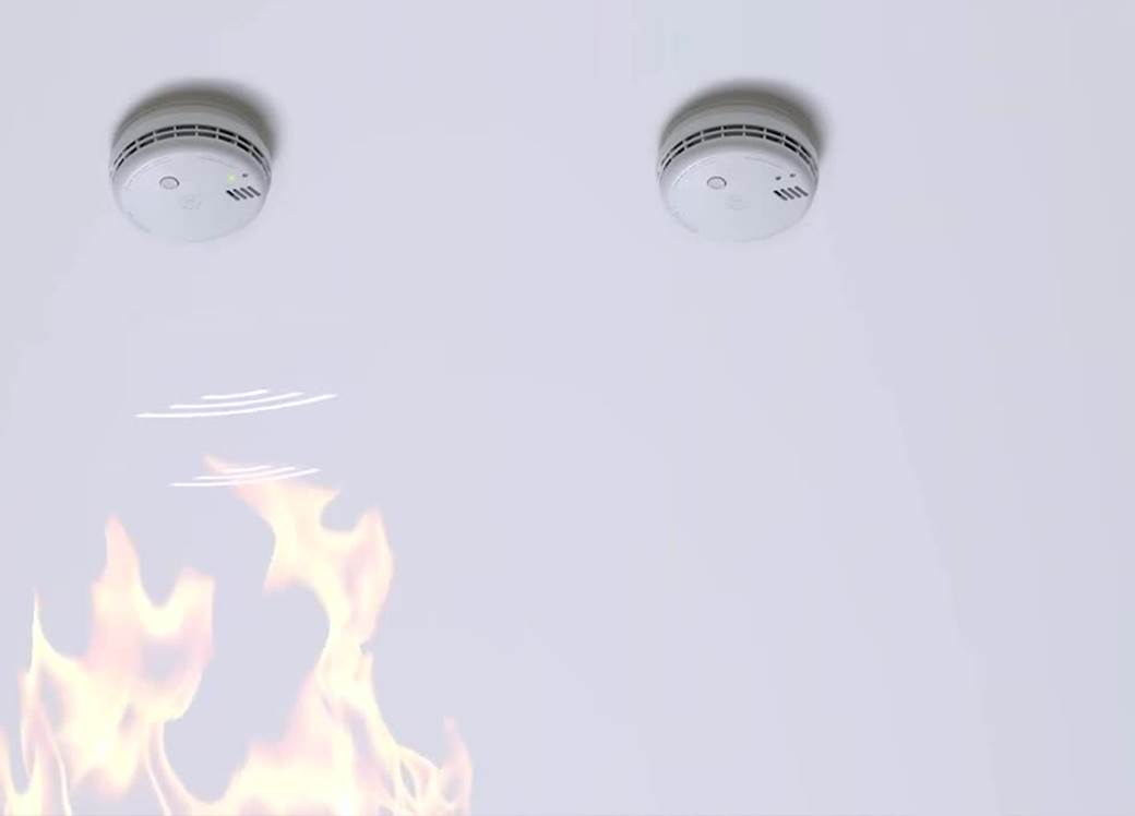 Two smoke alarms and fire.