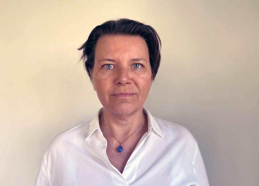 Head and shoulder photo of BoKlok team member Cecilia Hamberg  in white shirt