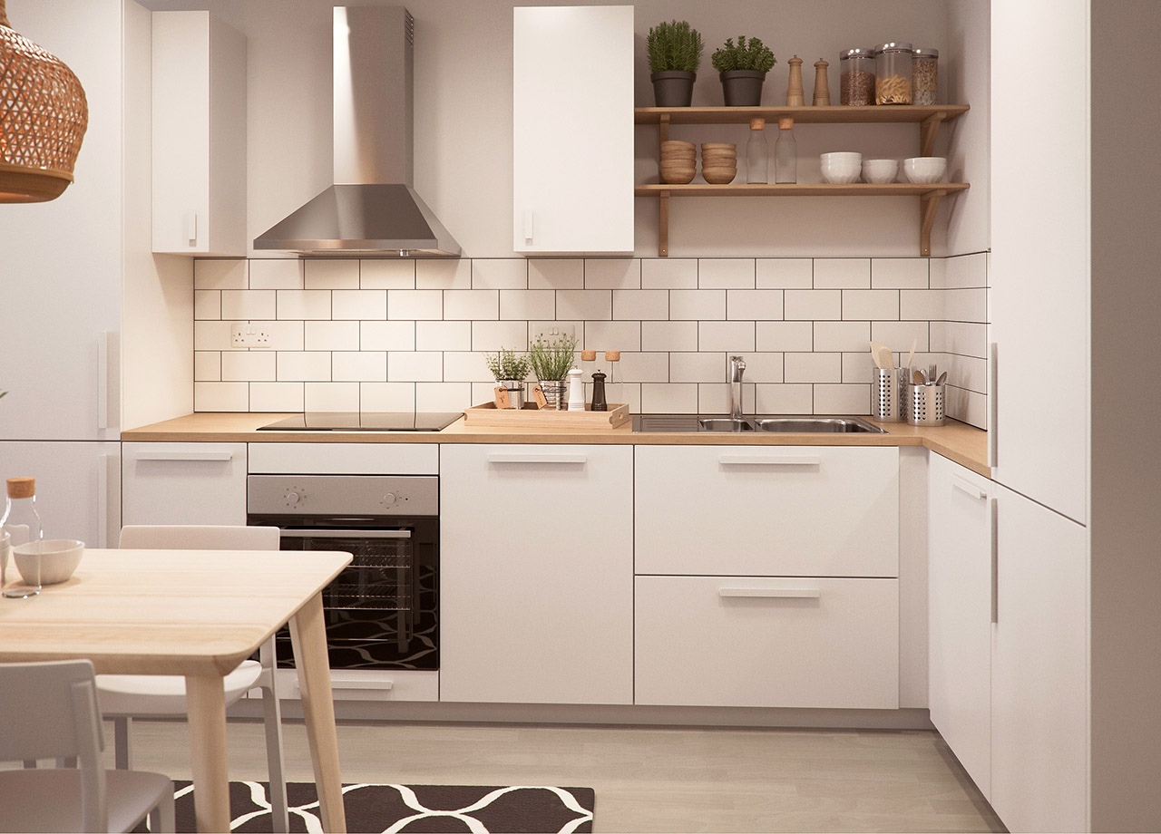 kitchen in a boklok two bedroom apartment