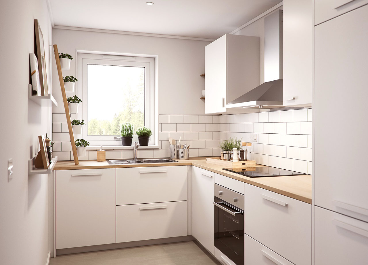 kitchen in a boklok two bedroom apartment