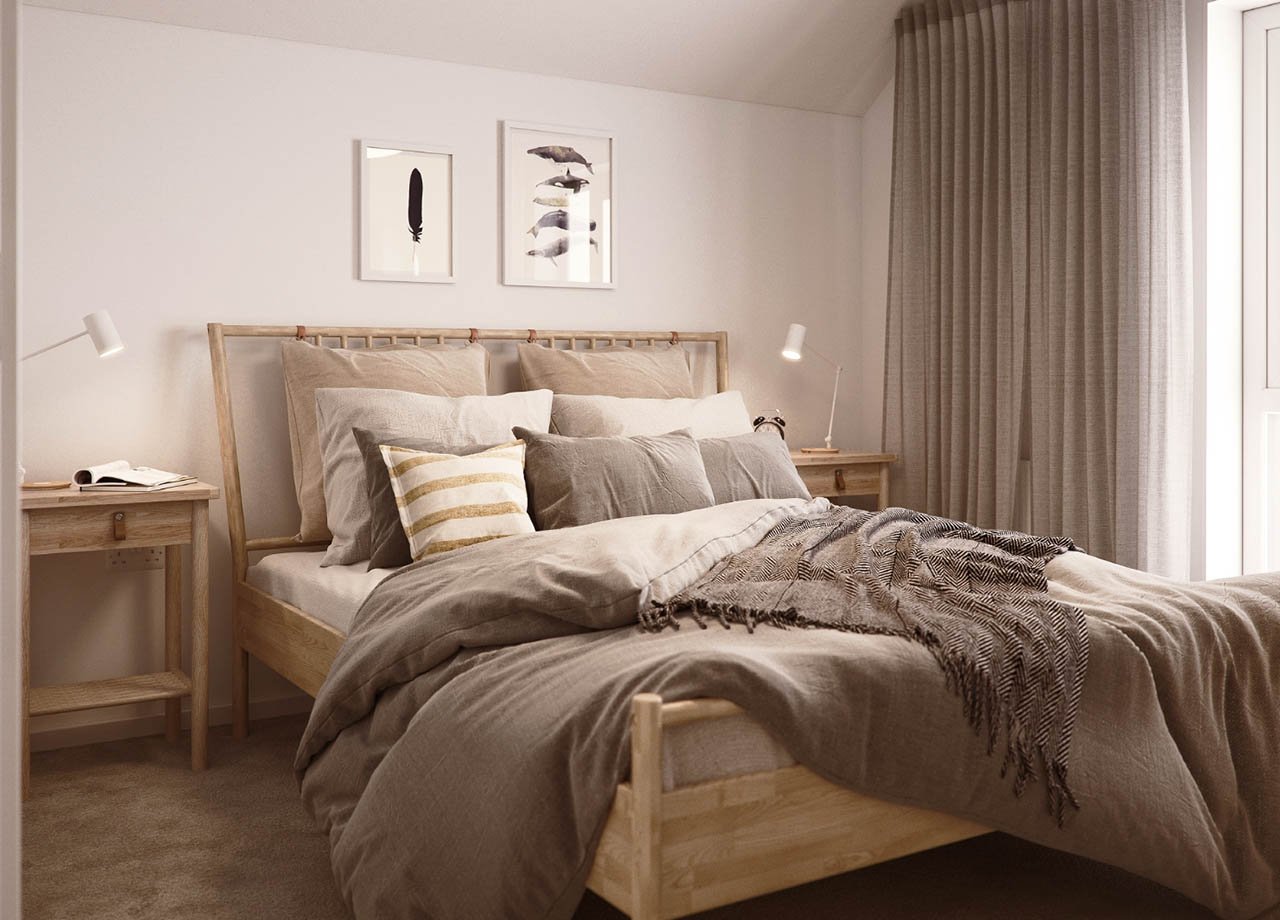 bedroom in a boklok two bedroom house