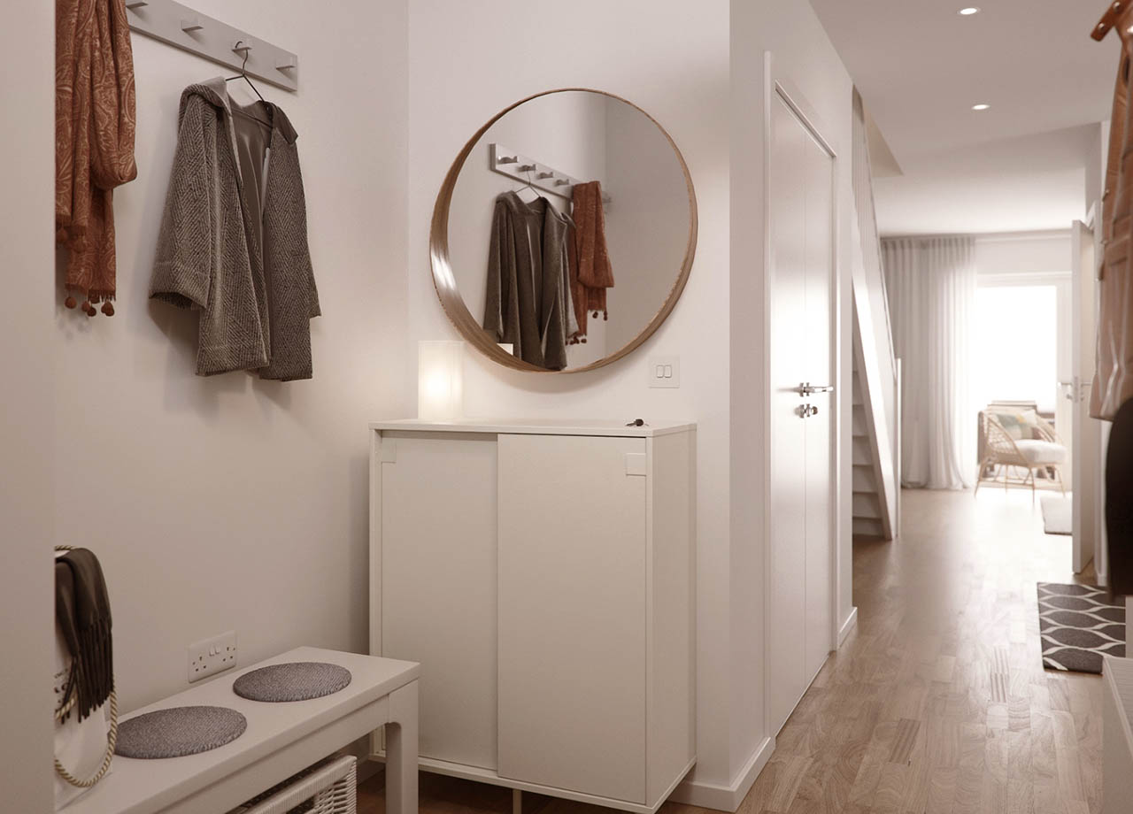 hallway in a boklok two bedroom house