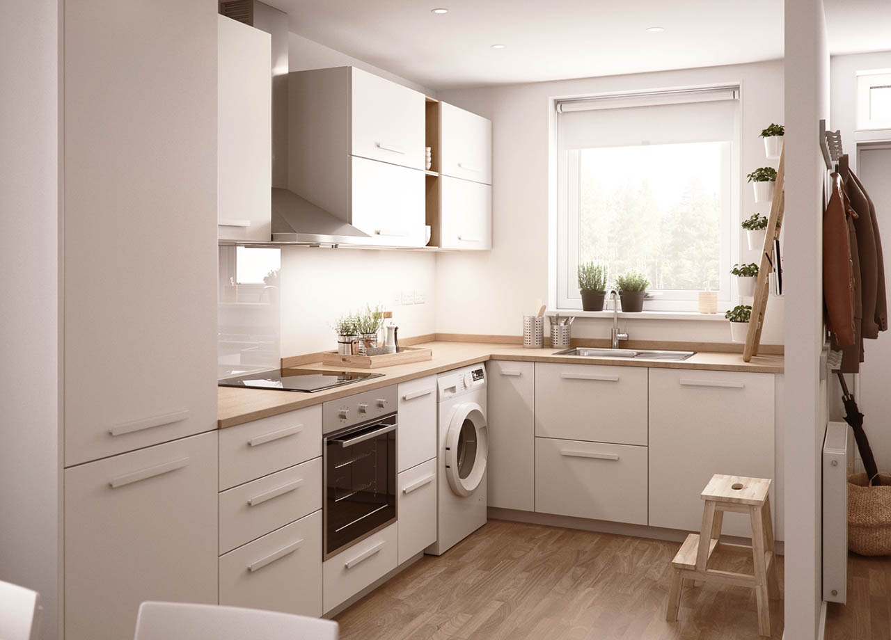 kitchen in a boklok two bedroom house
