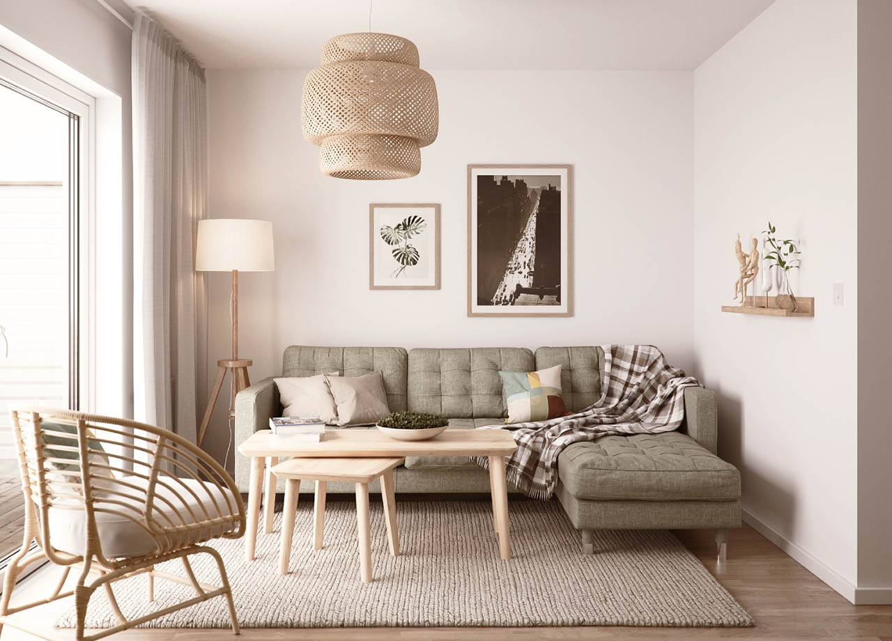 living room in a boklok two bedroom house