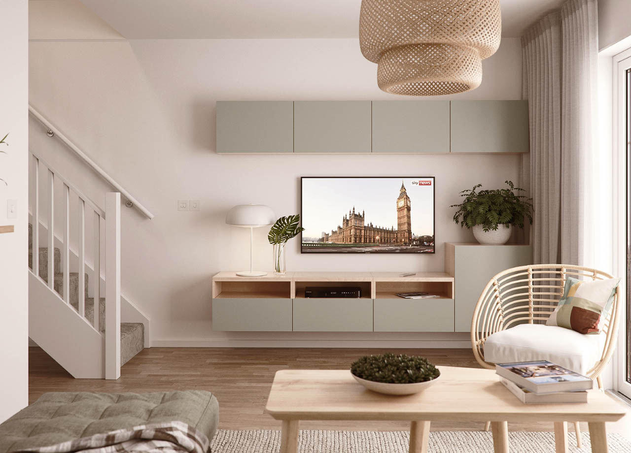 living room in a boklok two bedroom house