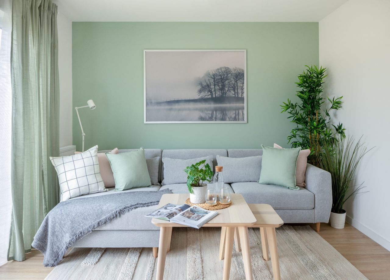 living room in a boklok three bedroom house