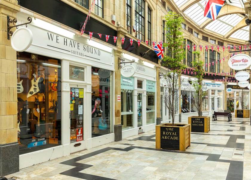 Shopping mall The Royal Arcade in Worthing UK.