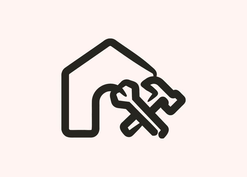 Icon with house and tools